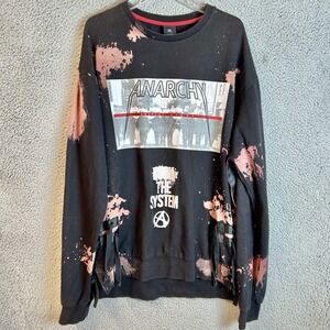 KROME BLACK Anarchy Soldier Sweatshirts Men's Size XL F The System Double Sided